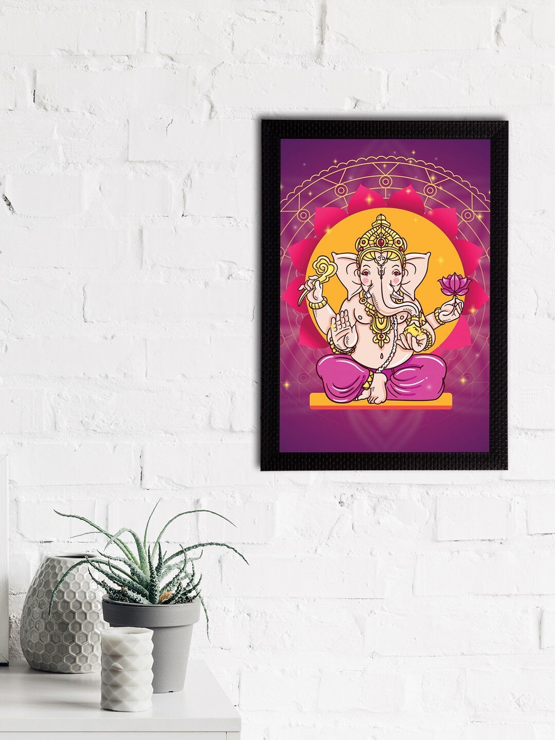

eCraftIndia Purple & Yellow Satin Matt Texture Lord Ganesha UV Wall Art