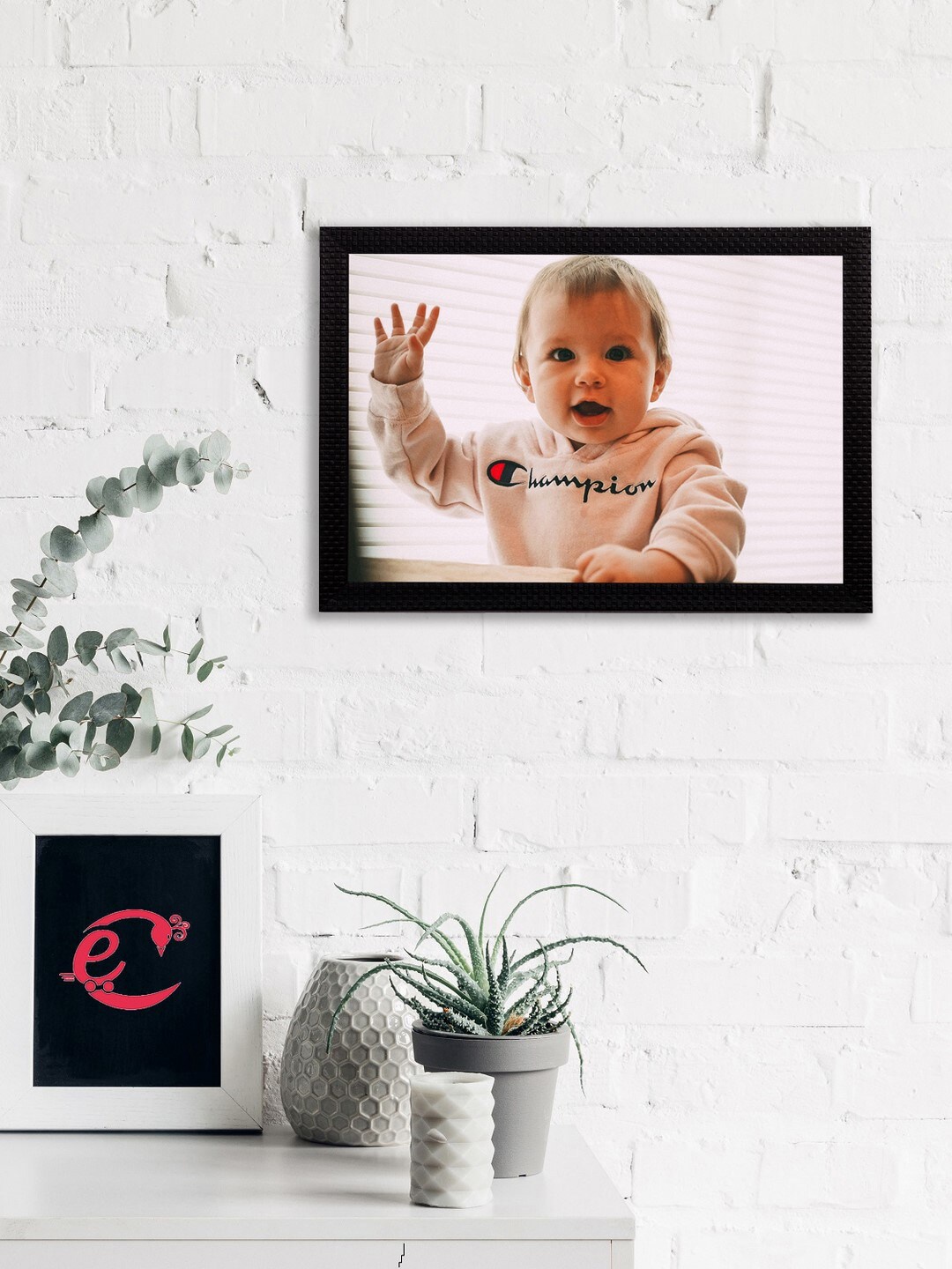 

eCraftIndia Cute Baby Satin Matt Texture UV Wall Art, Beige