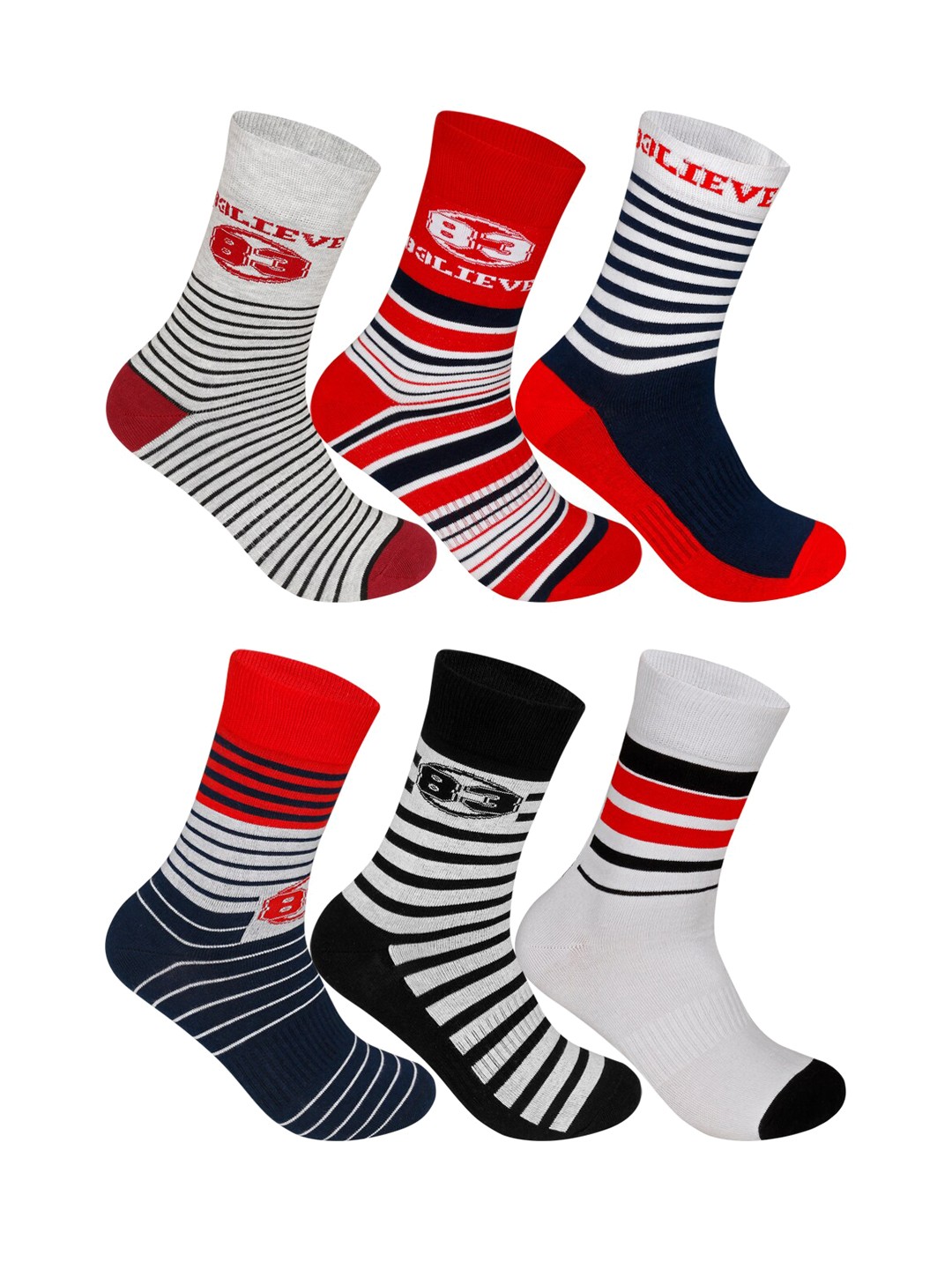 

Supersox Unisex Pack of 6 Multi-Coloured Patterned Calf Length Socks