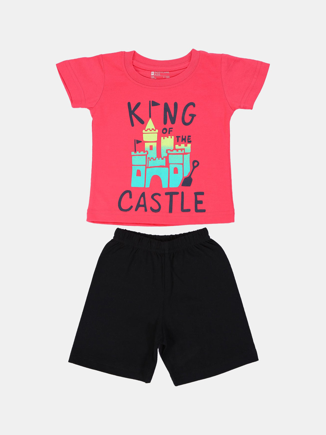 

Bodycare First Boys Pink & Black Printed T-shirt with Shorts