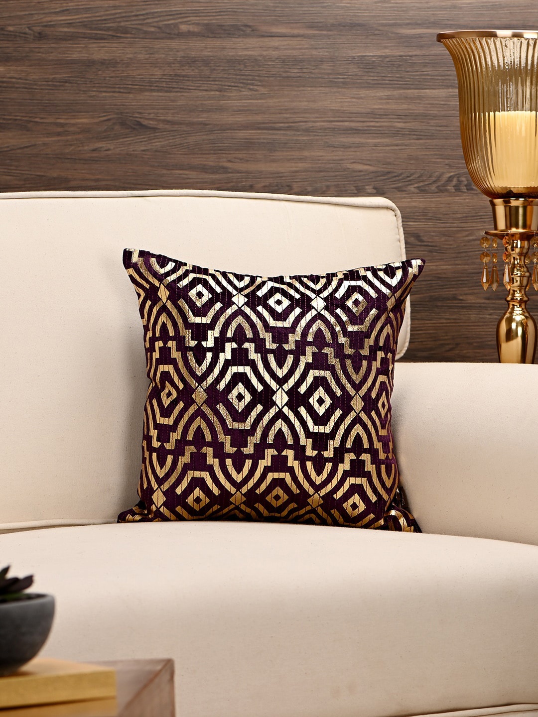 

Pure Home and Living Purple Single Geometric Square Cushion Covers