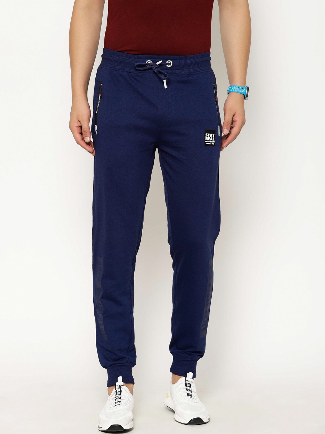 

SAPPER Men Blue Solid Slim-Fit Track Pants