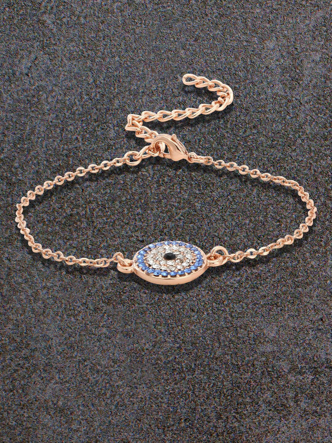 

Estele Rose Gold-Plated CZ Evil Eye Wraparound Bracelet