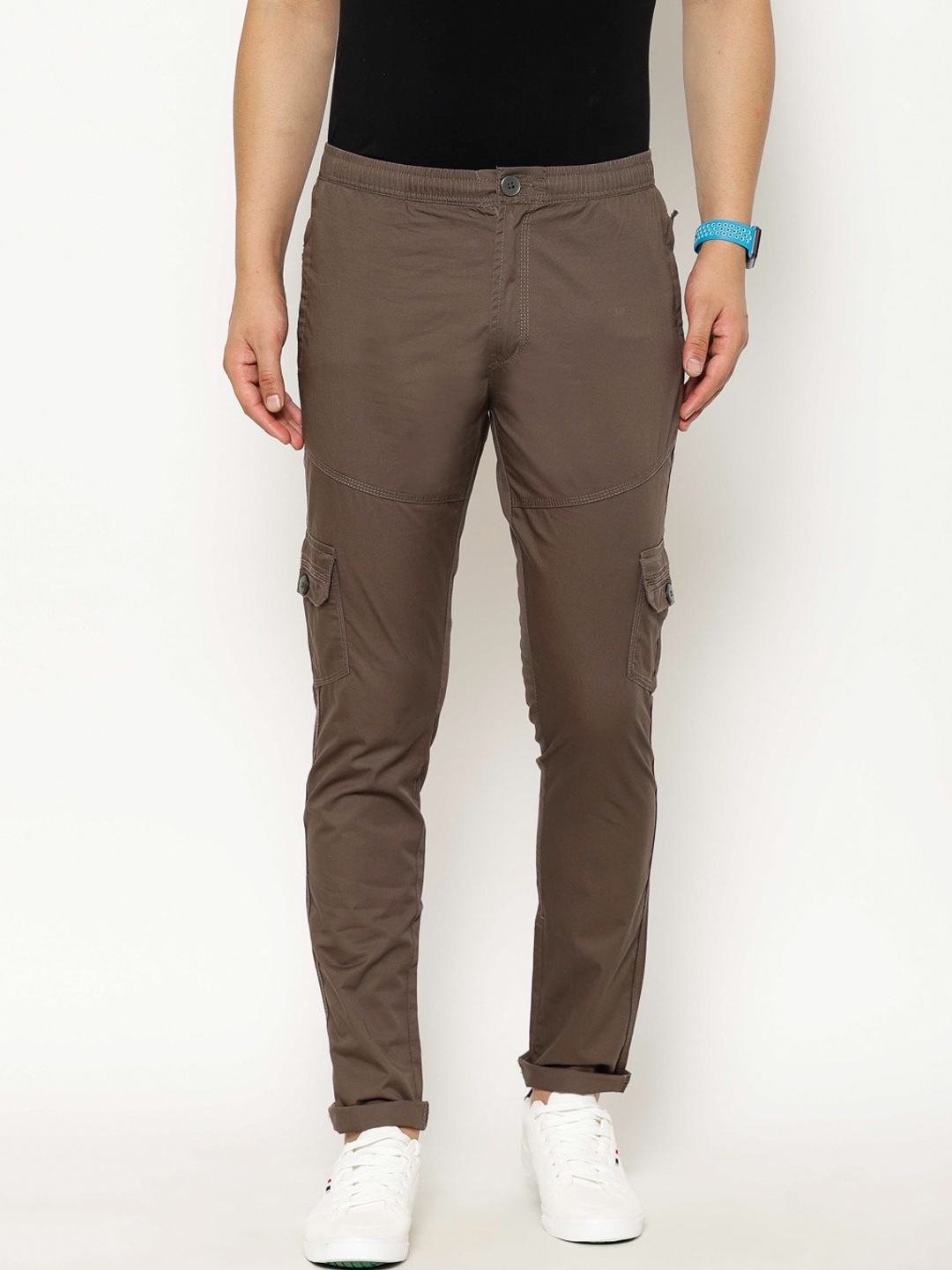 

SAPPER Men Brown Regular Fit Solid Cargos