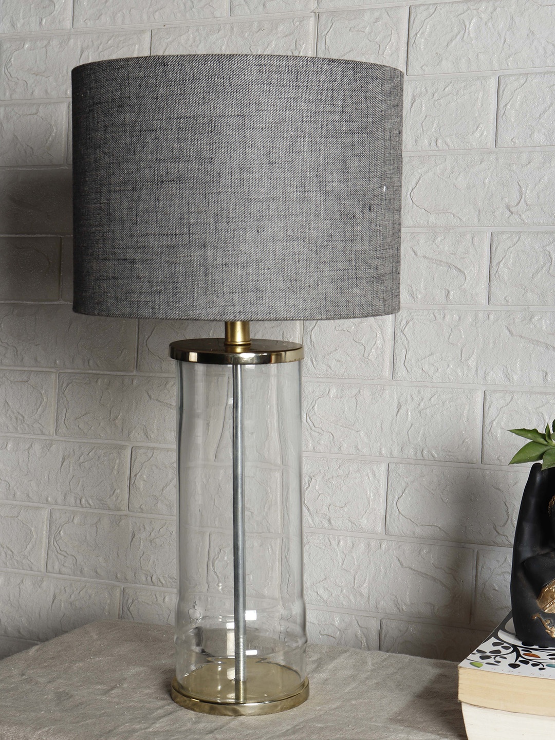

Grated Ginger Grey Self Design Contemporary Facile Glass Table Lamp