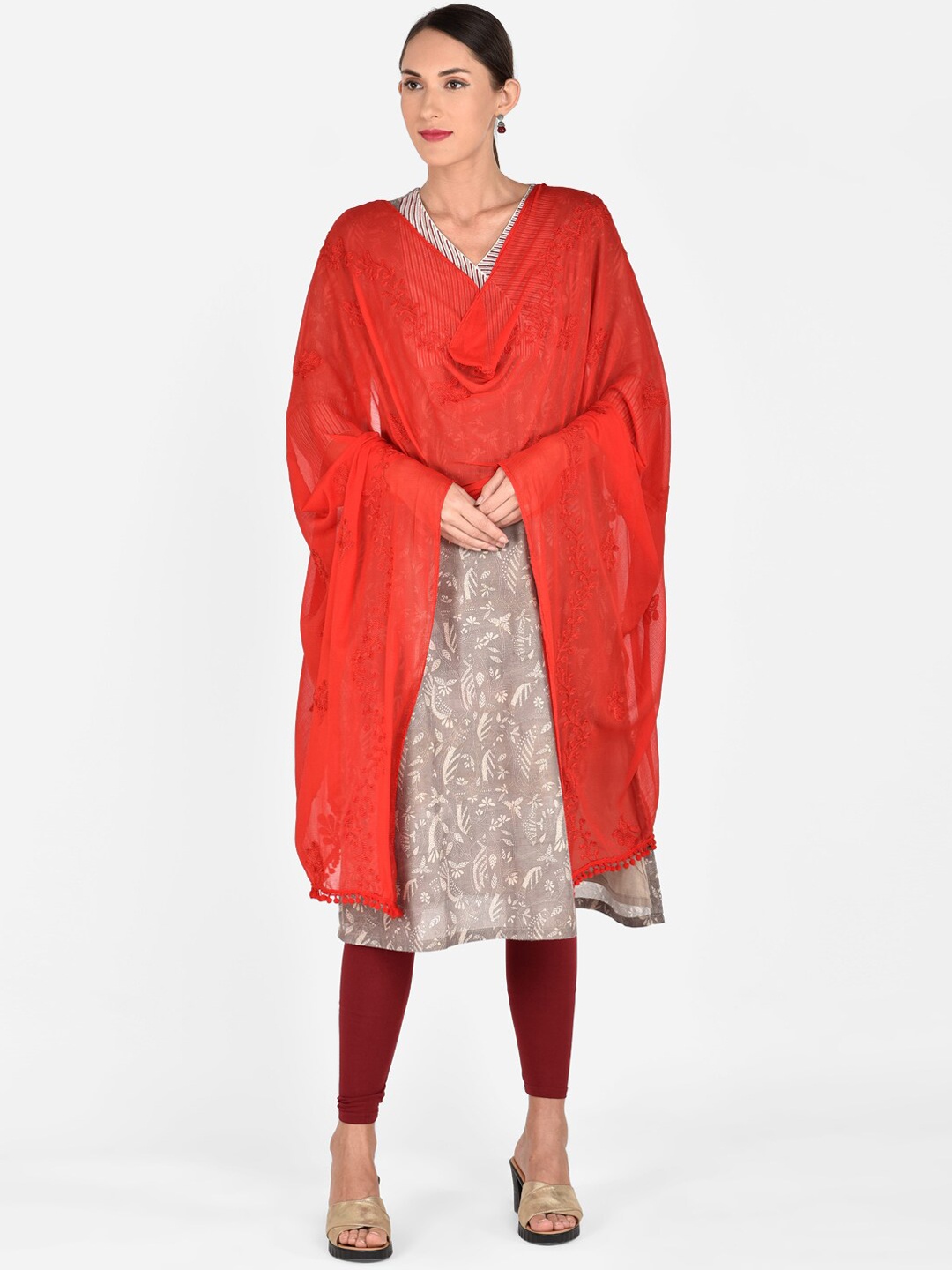 

Dupatta Bazaar Red Embroidered Dupatta