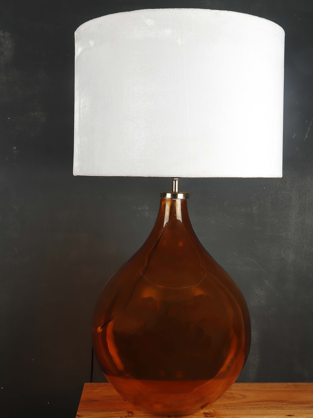

Grated Ginger White & Orange Solid Big Bump Contemporary Table Lamp with Shade
