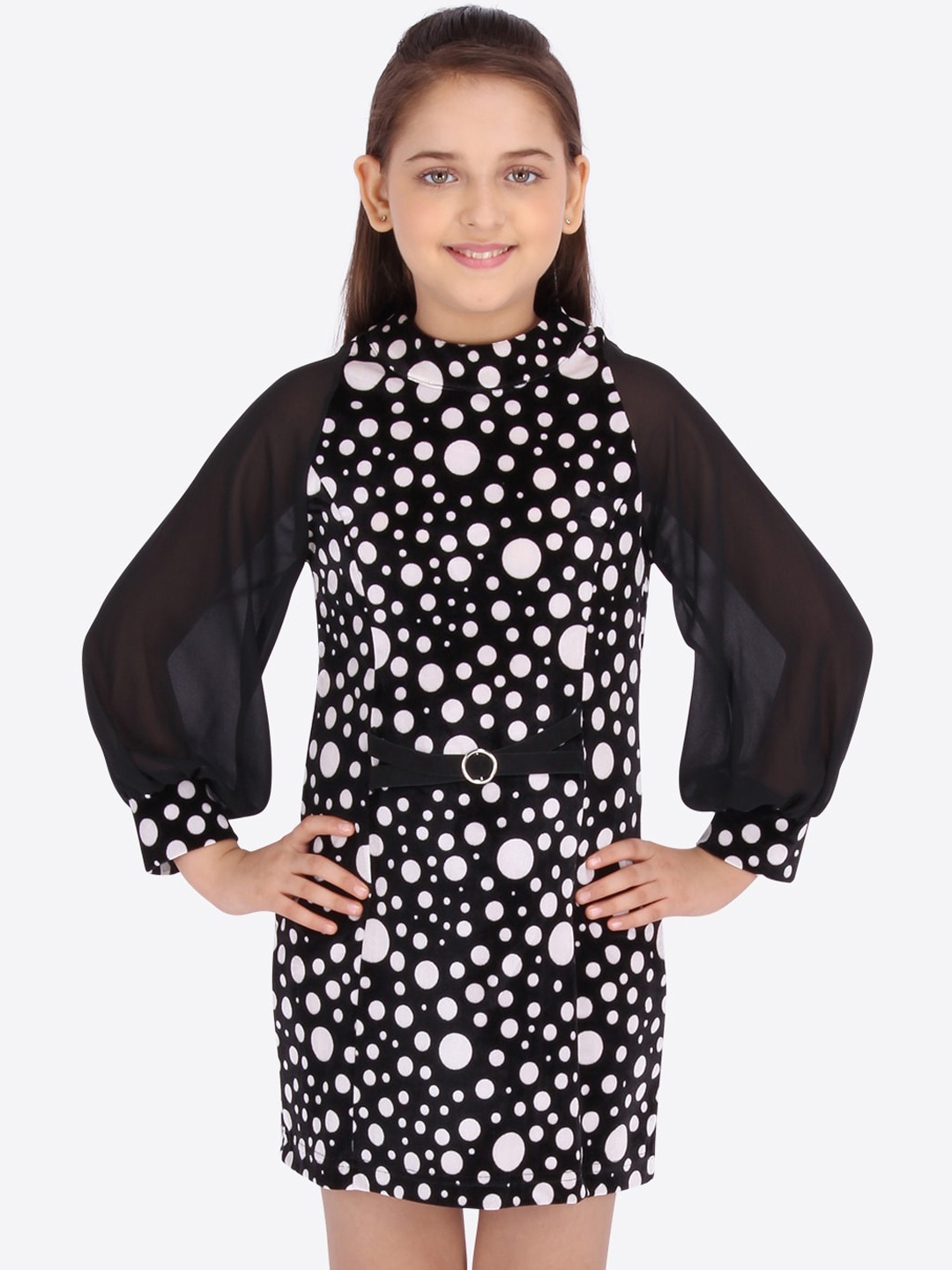 

CUTECUMBER Girls Black & White Printed Sheath Dress