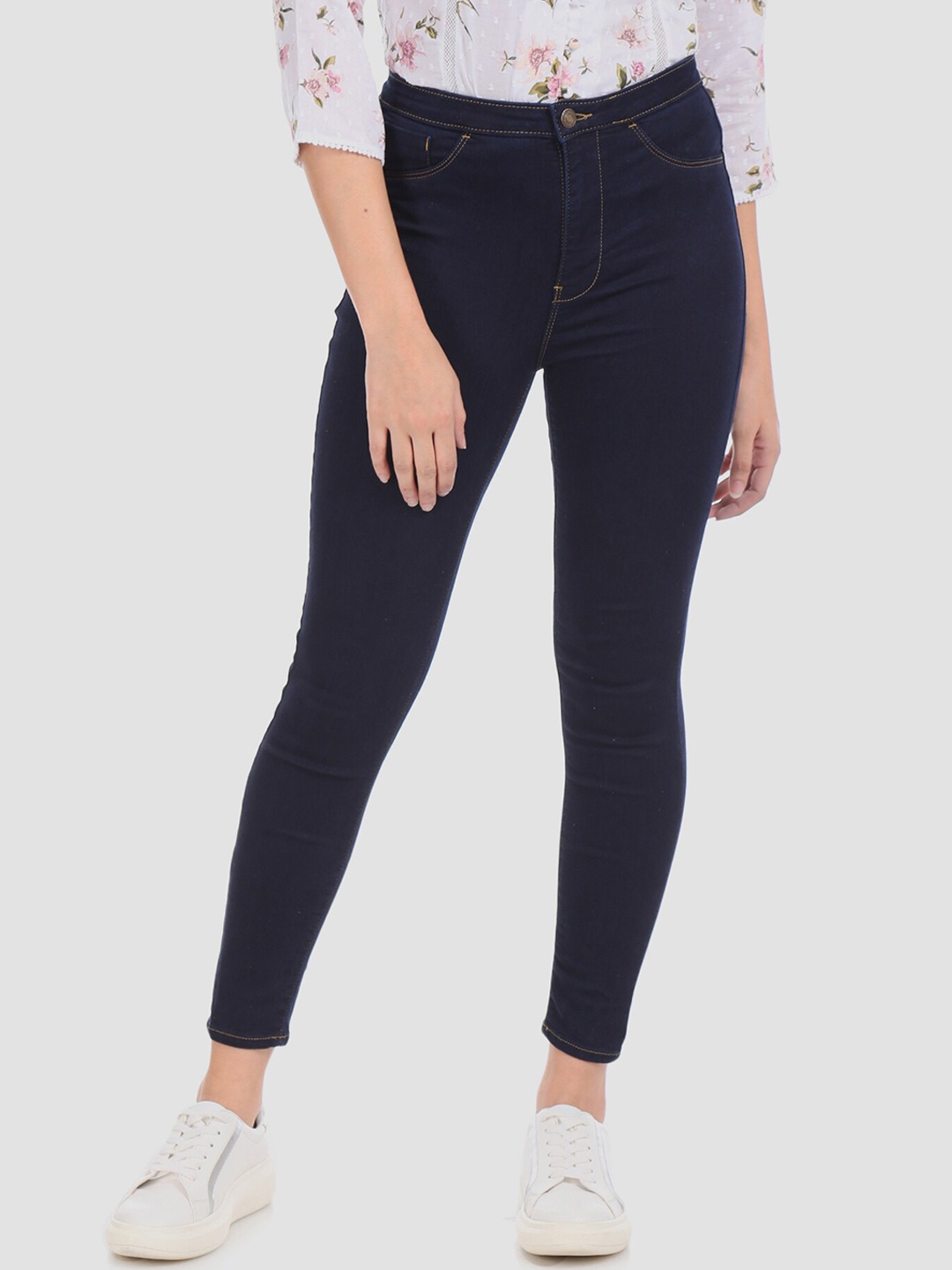 

Flying Machine Navy Blue Solid Betty Slim Fit Rinsed Jeggings