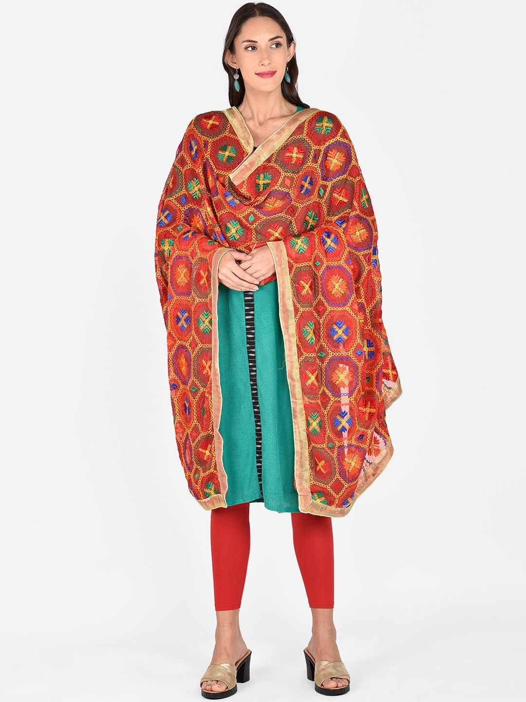 

Dupatta Bazaar Red Embroidered Dupatta