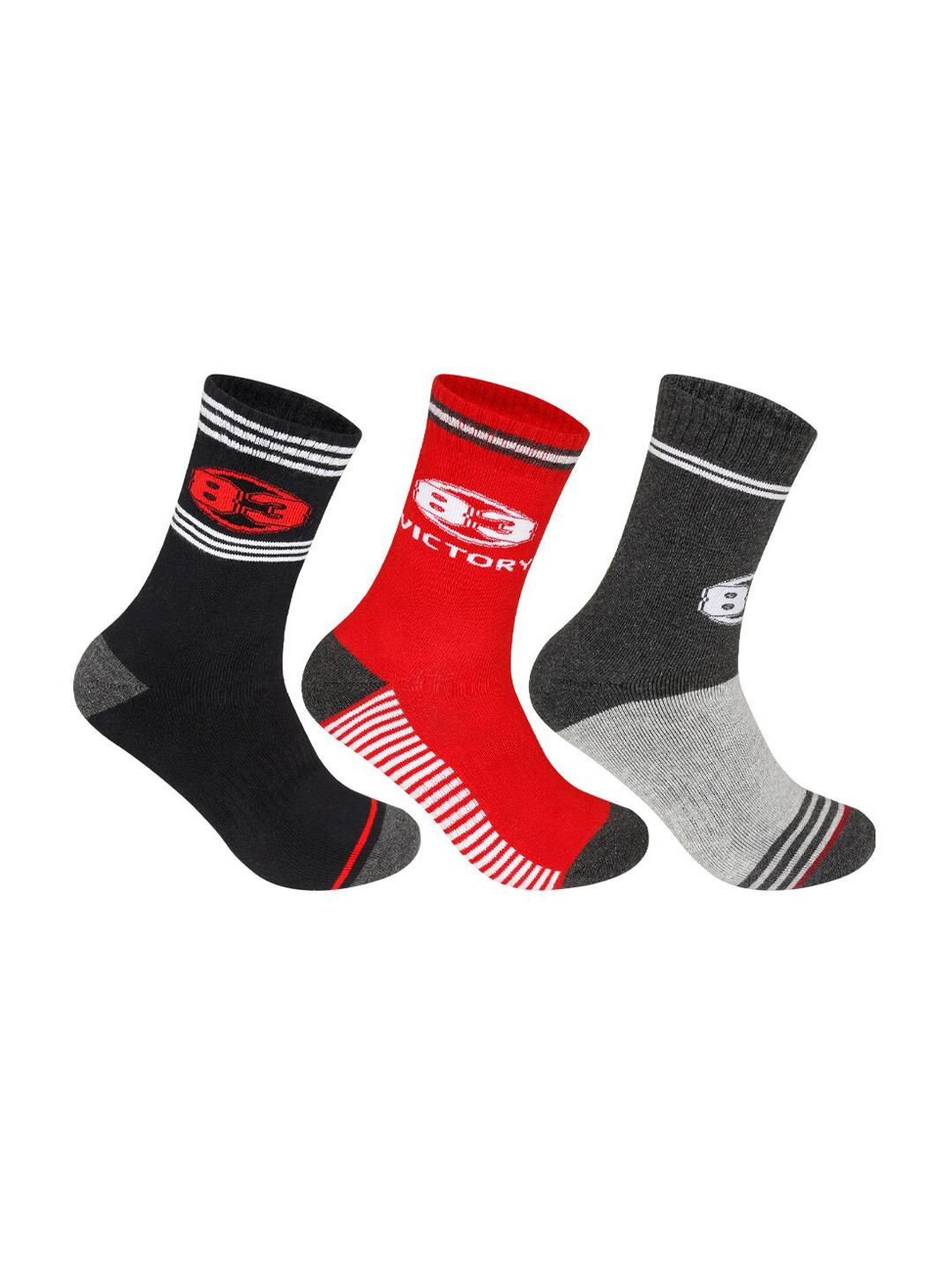 

Supersox 83 Unisex Pack Of 3 Patterned The Film Collection Sports Regular Terry Design Calf-Length Socks, Red