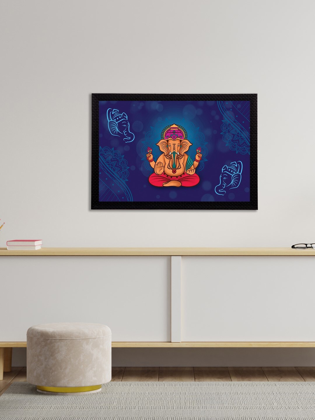 

eCraftIndia Blue & Nude-Coloured Lord Ganesha Satin Matt Texture UV Wall Art