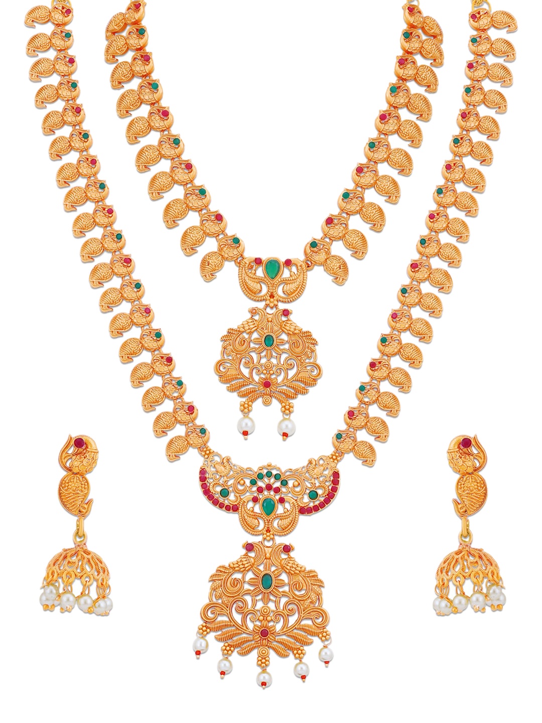 

Sukkhi Gold-Plated & Pink Long Haram Antique Jewellery Set