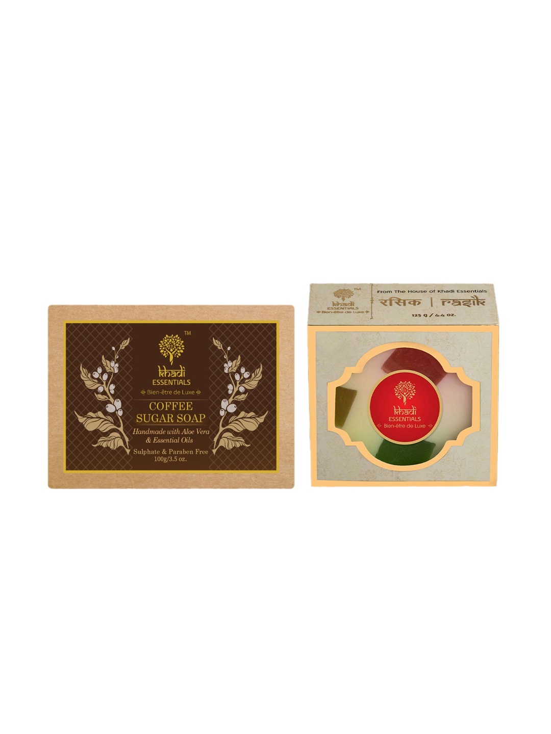 

KHADI ESSENTIALS Set of Rasik Fruit Bath Bar & Coffee Sugar Soap, Pink