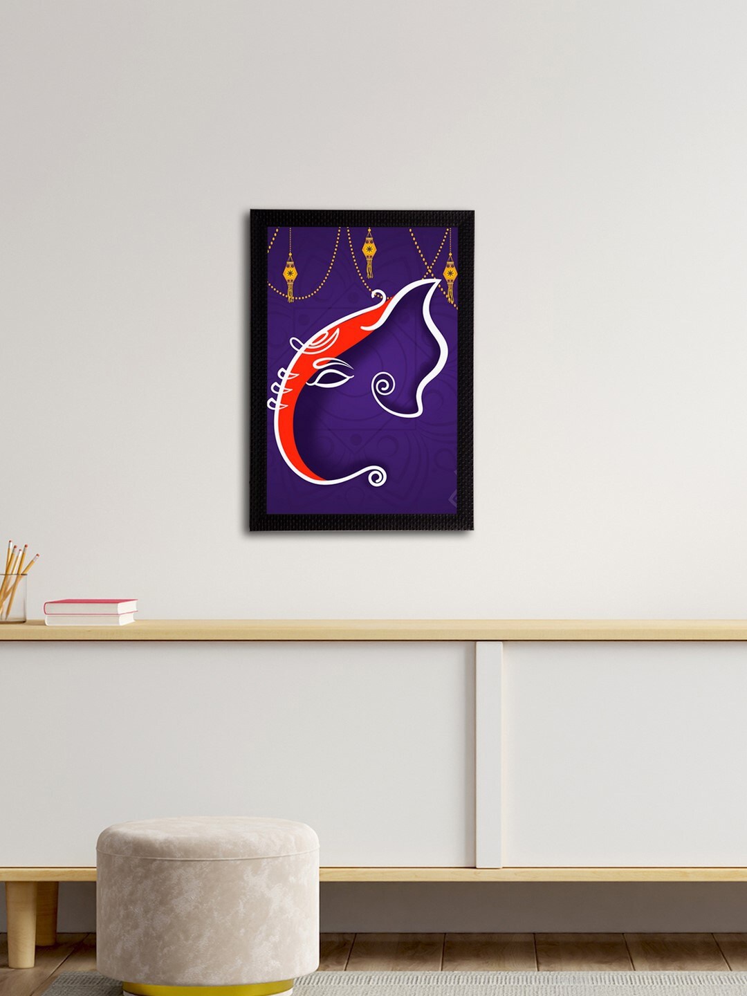 

eCraftIndia Violet & Red Lord Ganesha Satin Matt Textured UV Wall Art