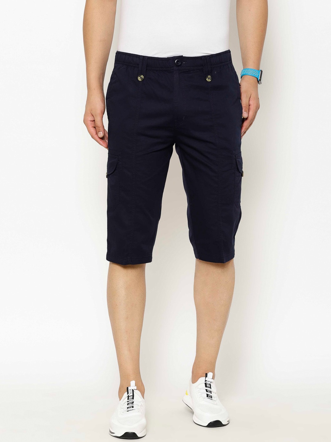 

SAPPER Men Navy Blue Solid Regular Fit Cargo Shorts