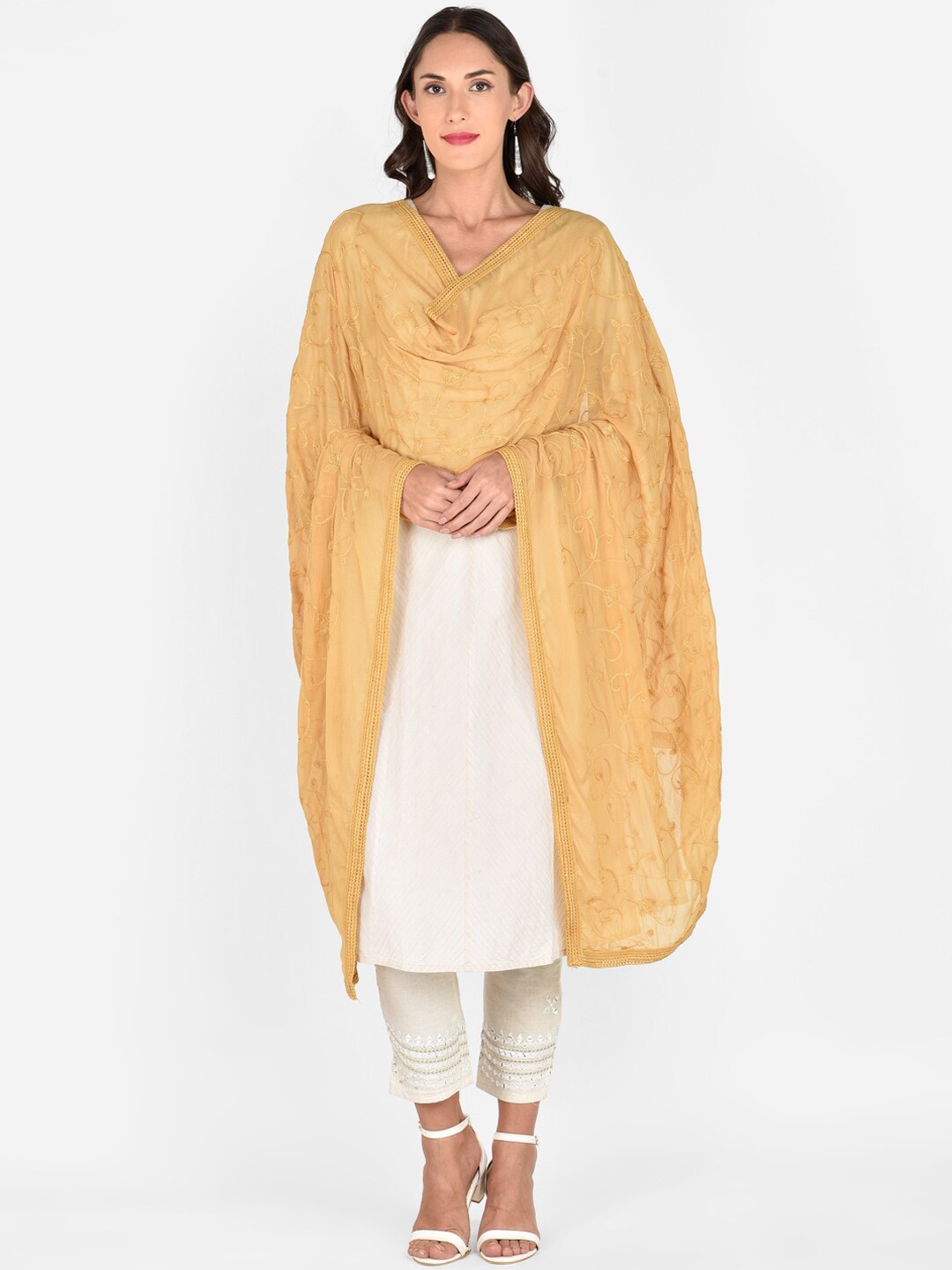 

Dupatta Bazaar Beige Embroidered Dupatta