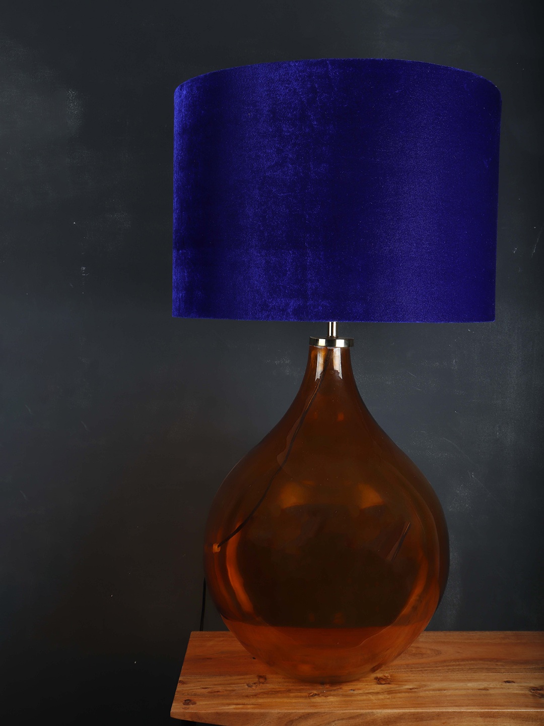 

Grated Ginger Royal Blue Solid Contemporary Big Bump Table Lamp with Shade