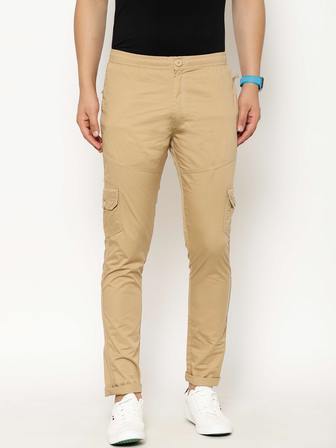 

SAPPER Men Khaki Regular Fit Solid Cargos