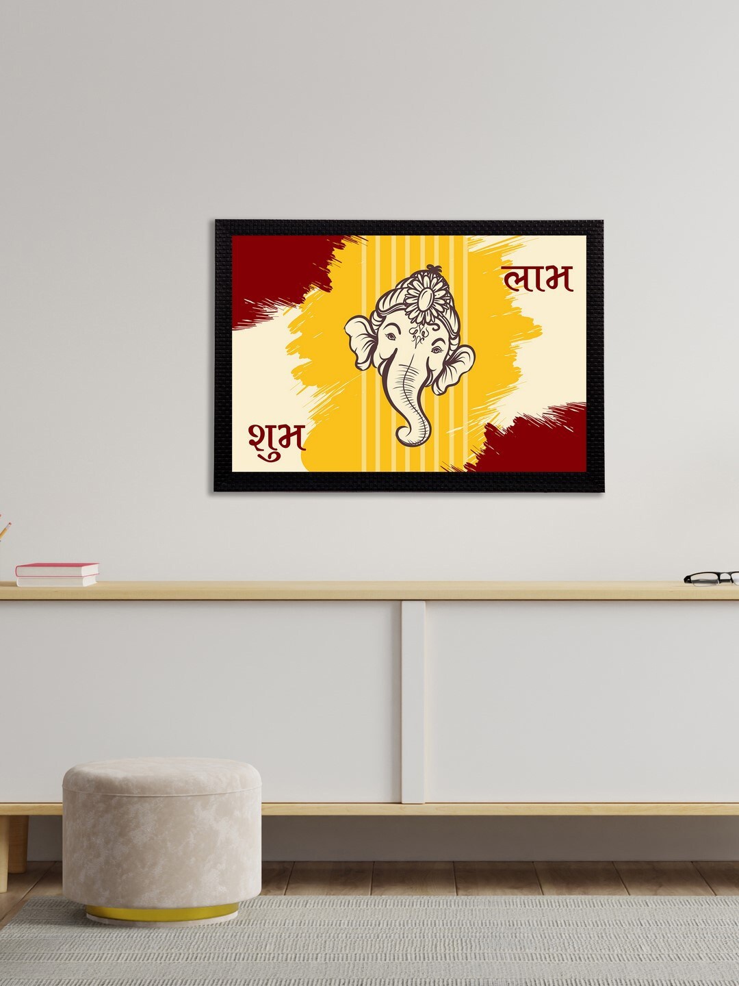 

eCraftIndia Yellow & Red Satin Matt Texture Lord Ganesha UV Wall Art
