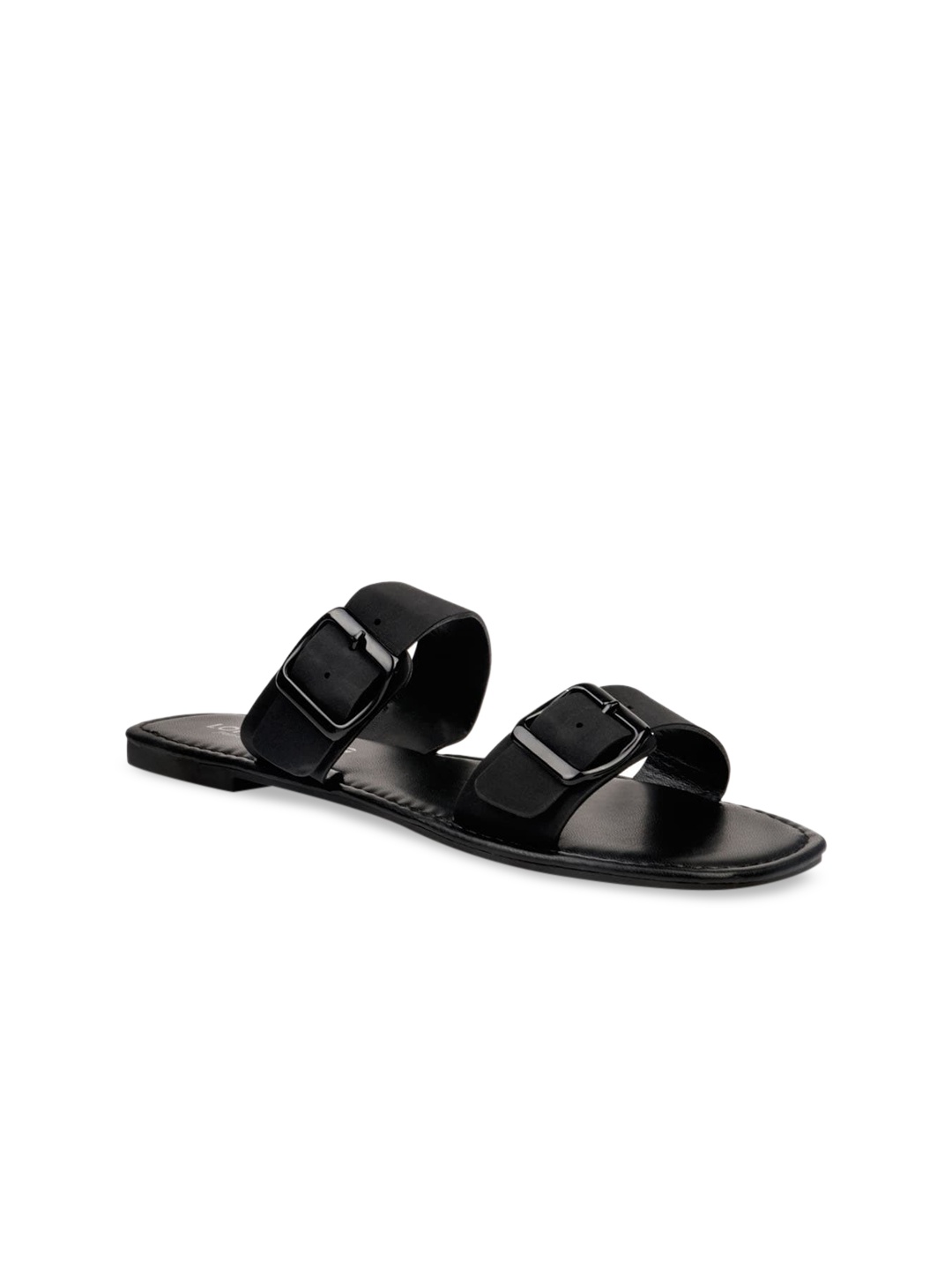 

London Rag Women Black Solid Open Toe Flats