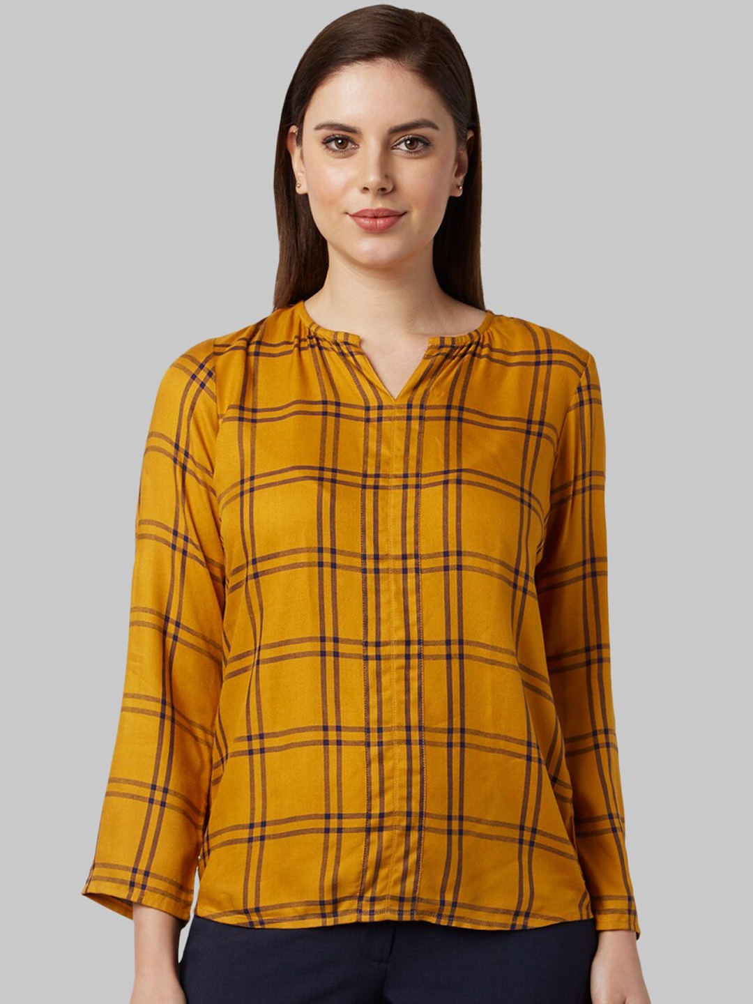 

Park Avenue Woman Yellow Checked Top