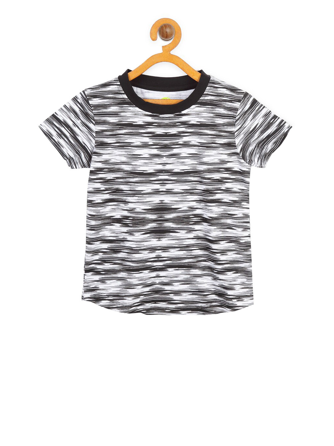 

YK Boys White & Black Printed Round Neck T-shirt
