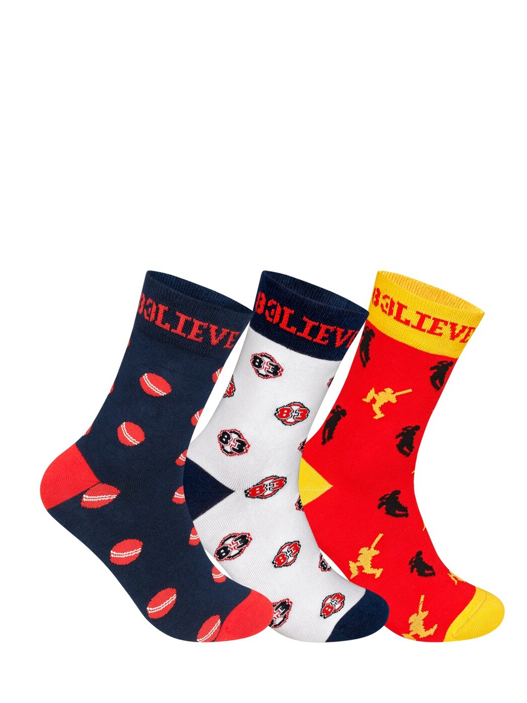 

Supersox Unisex Pack Of 3 Patterned 83 The Film Collection Funky Above Ankle-Length Socks, Navy blue