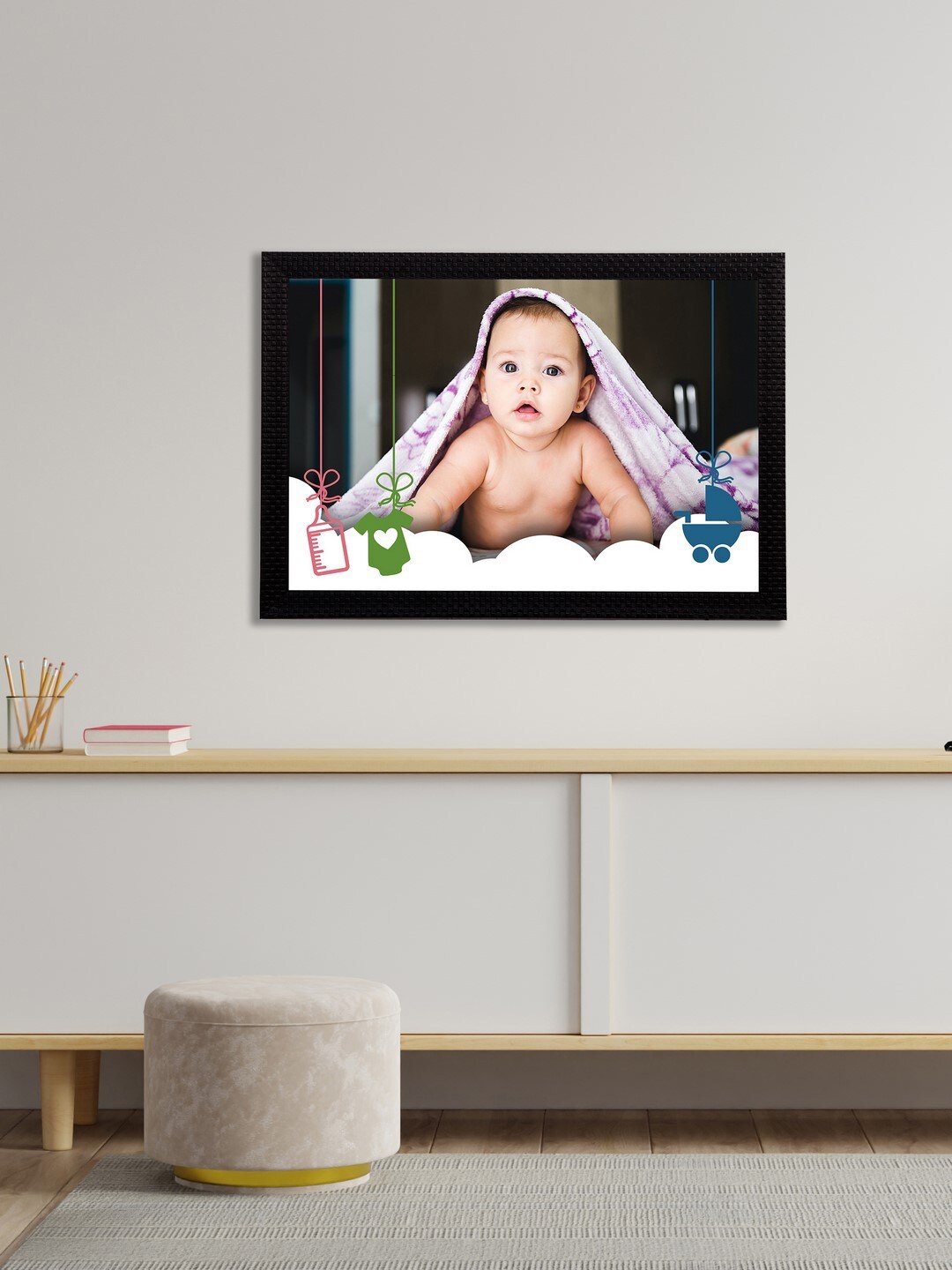 

eCraftIndia Cute Baby Satin Matt Texture UV Art Painting, Multi