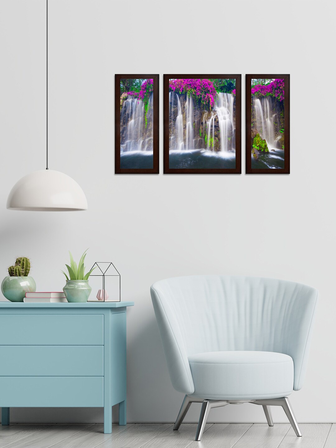 

WENS White & Pink Set of 3 Colourful Textured Tree MDF Wall Paintings