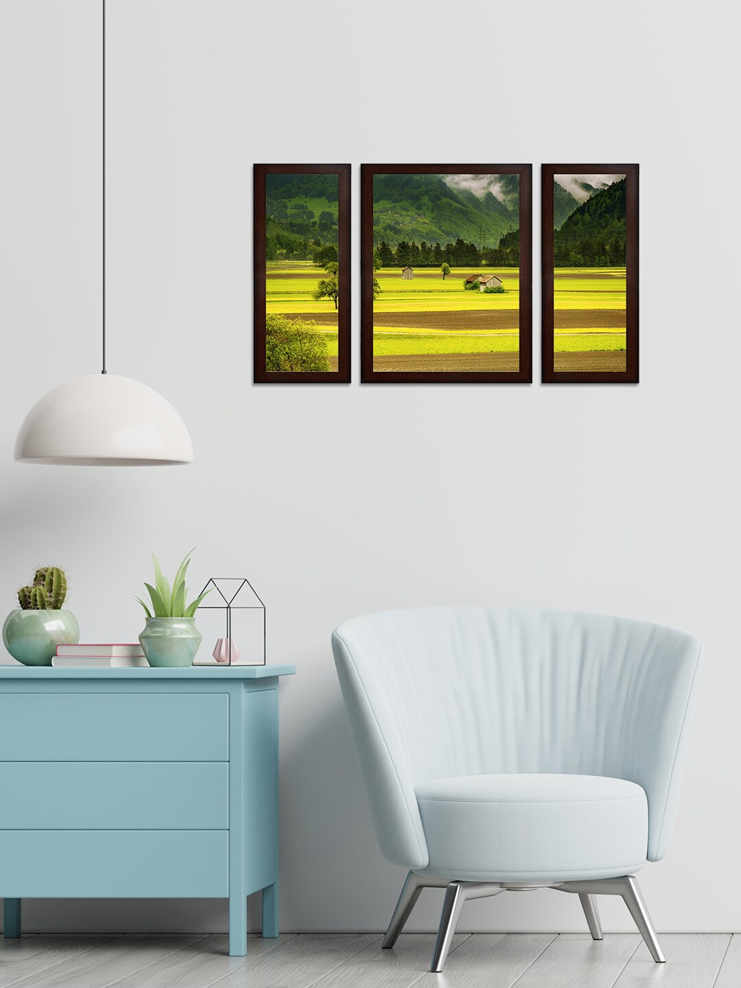 

WENS Set of 3 Green & Yellow Scenery MDF Wall Arts