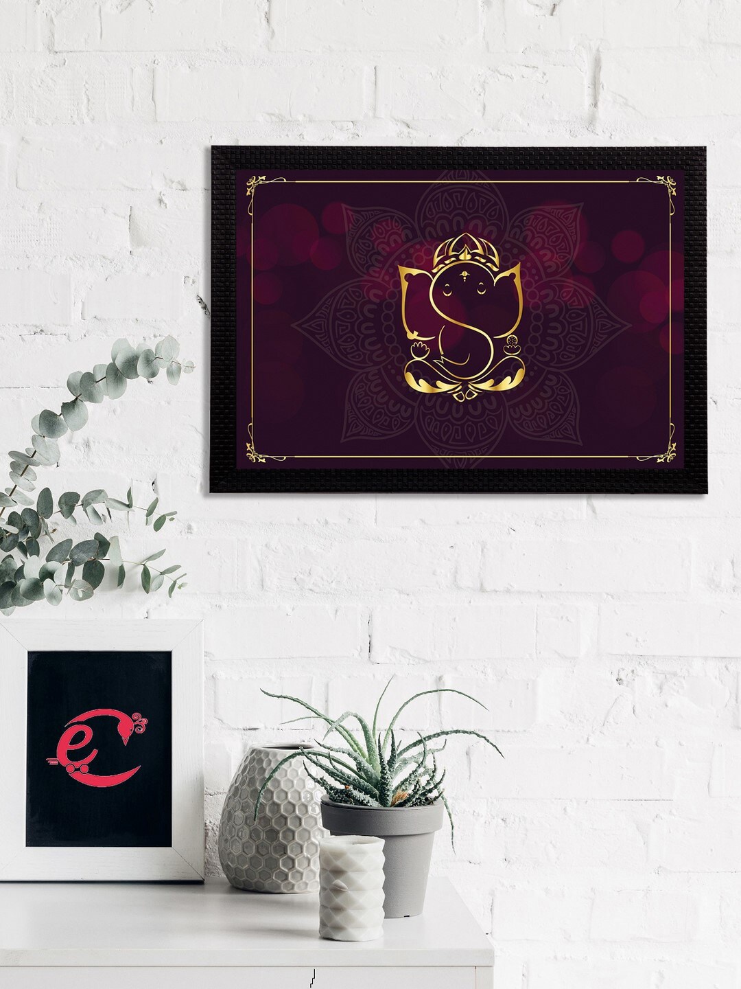 

eCraftIndia Purple & Gold-Toned Lord Ganesha Satin Matt Texture UV Art Painting