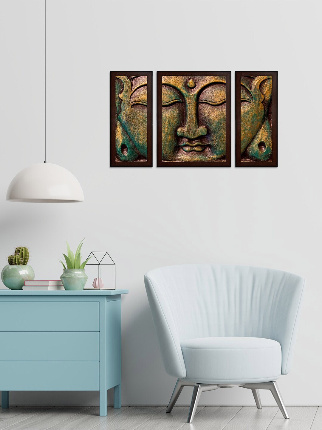 

WENS Set of 3 Brown & Yellow Meditation Buddha MDF Wall Arts