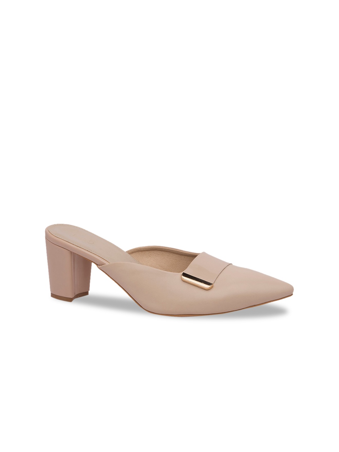 

Inc 5 Pointed Toe Block Mules, Beige