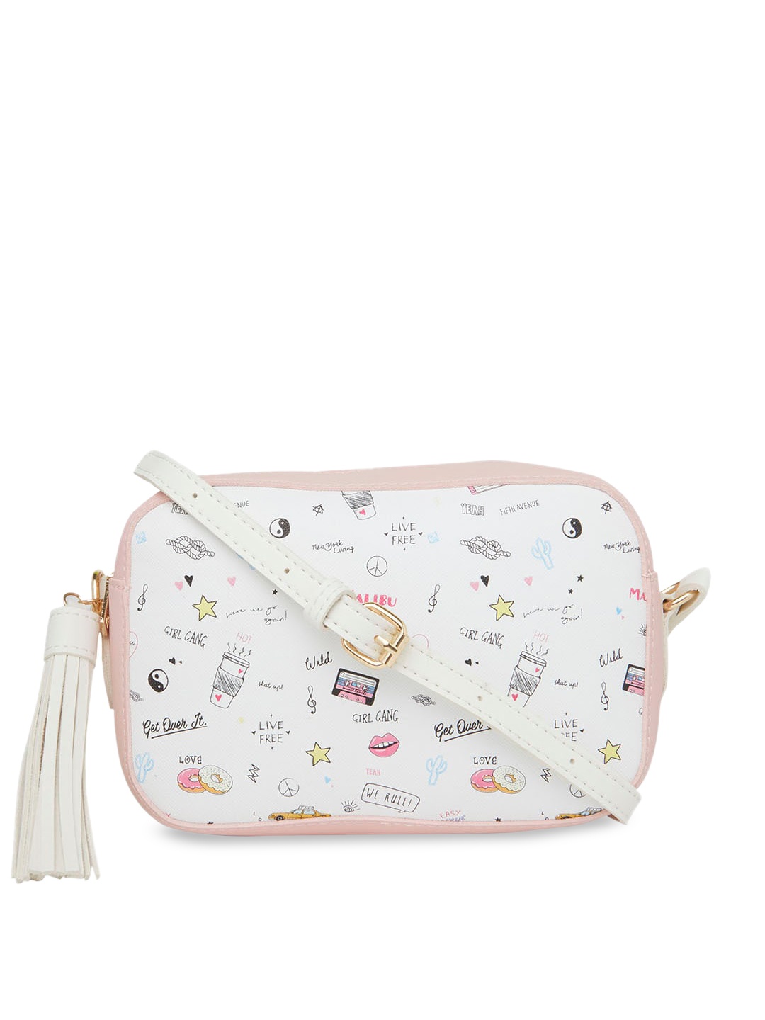 

Globus White Printed Sling Bag