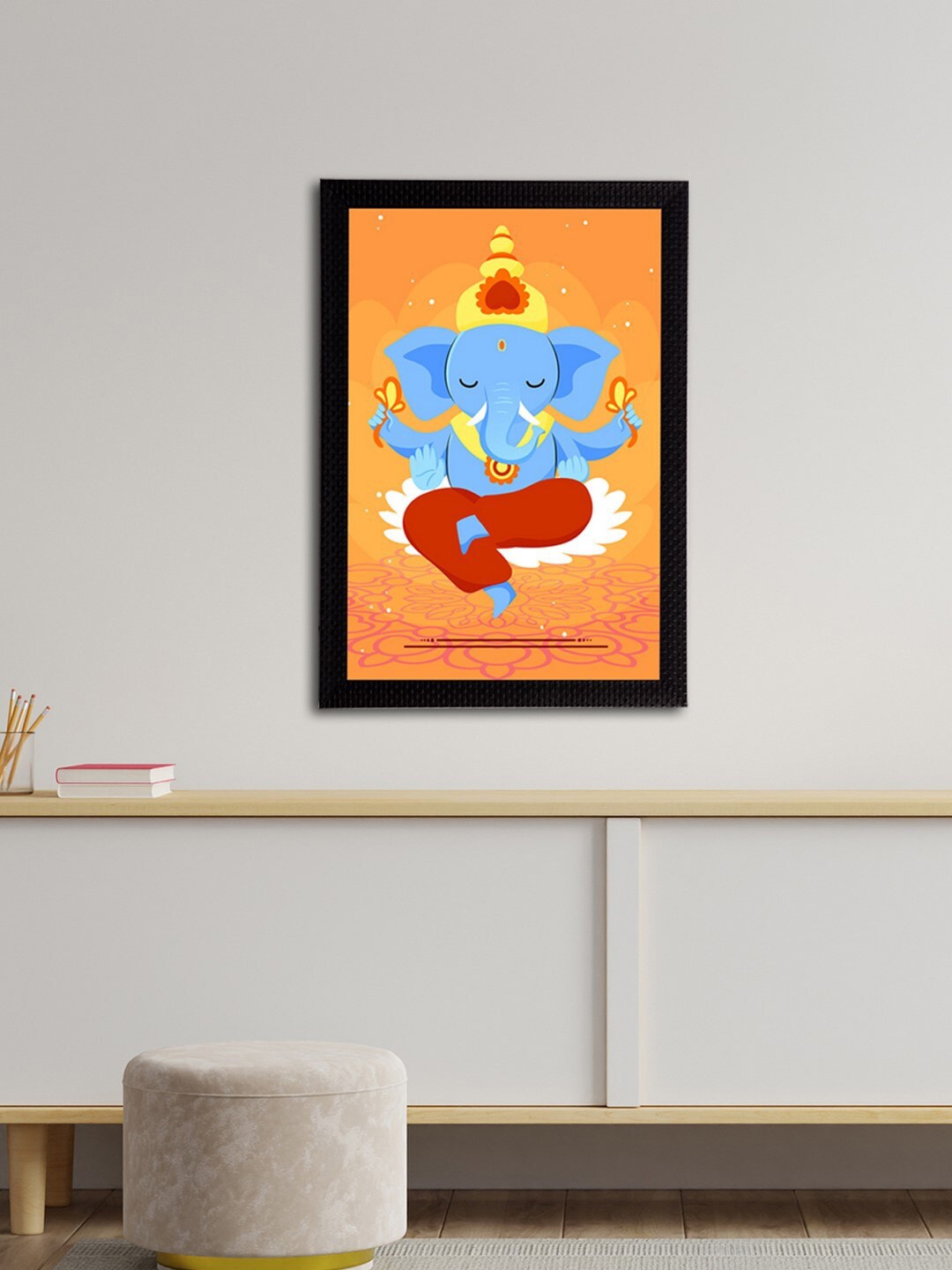 

eCraftIndia Multi-Coloured Satin Matt Texture Lord Ganesha UV Wall Art