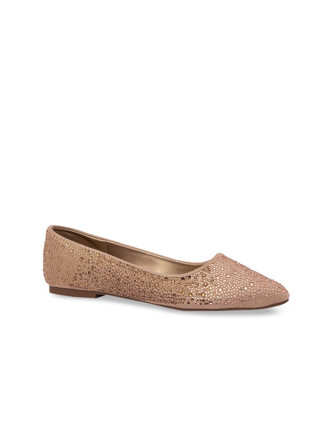 

Inc 5 Women Beige Embellished Synthetic Suede Ballerinas