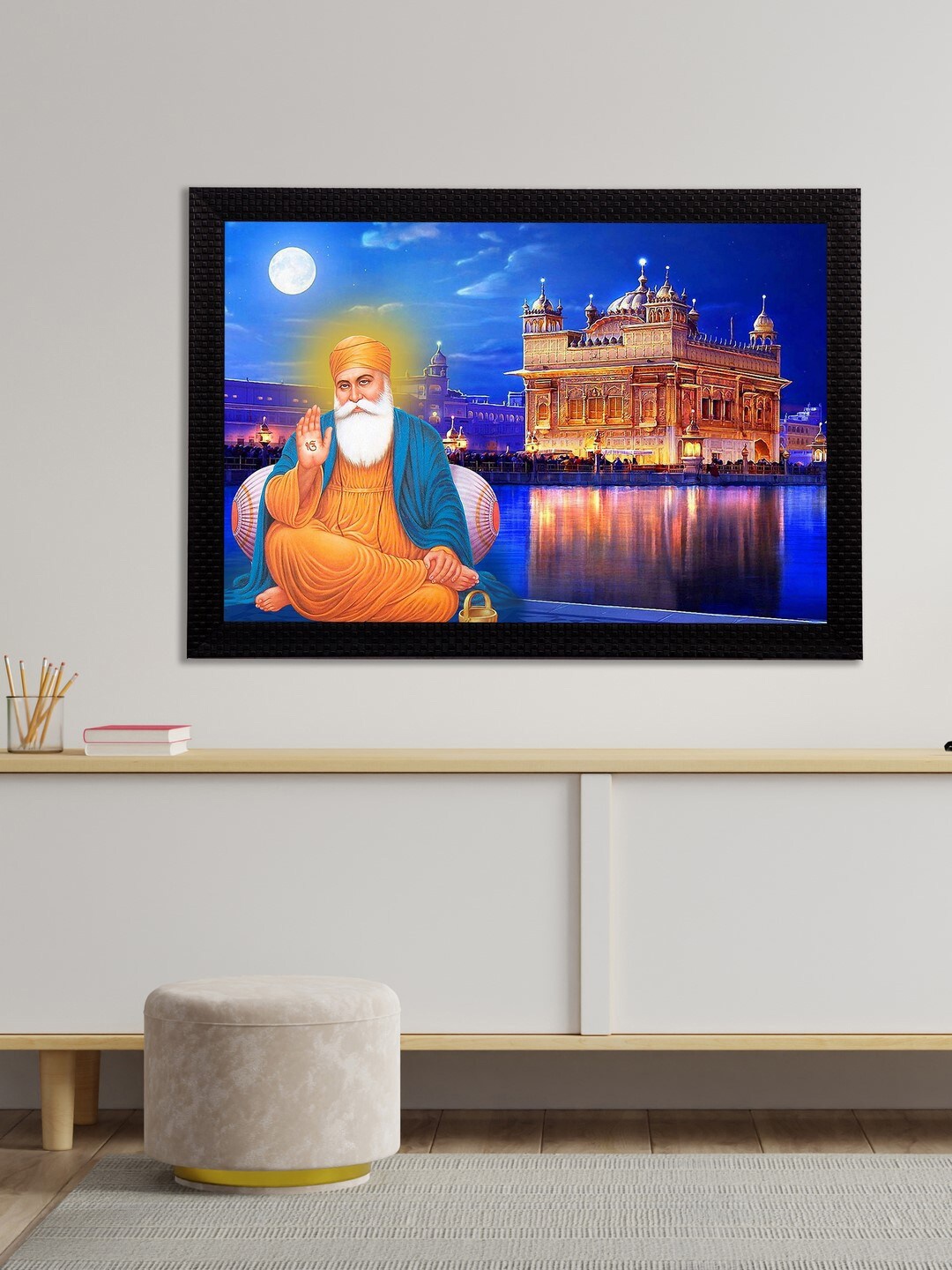 

eCraftIndia Blue & Yellow Guru Nanak Sahib UV Wall Art