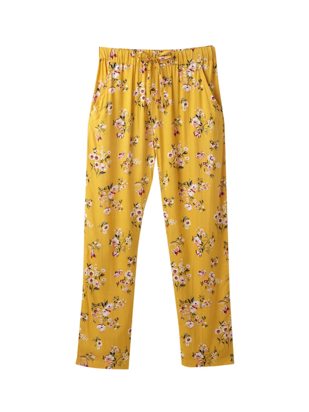 Cub McPaws Girls Yellow Printed Straight Palazzos
