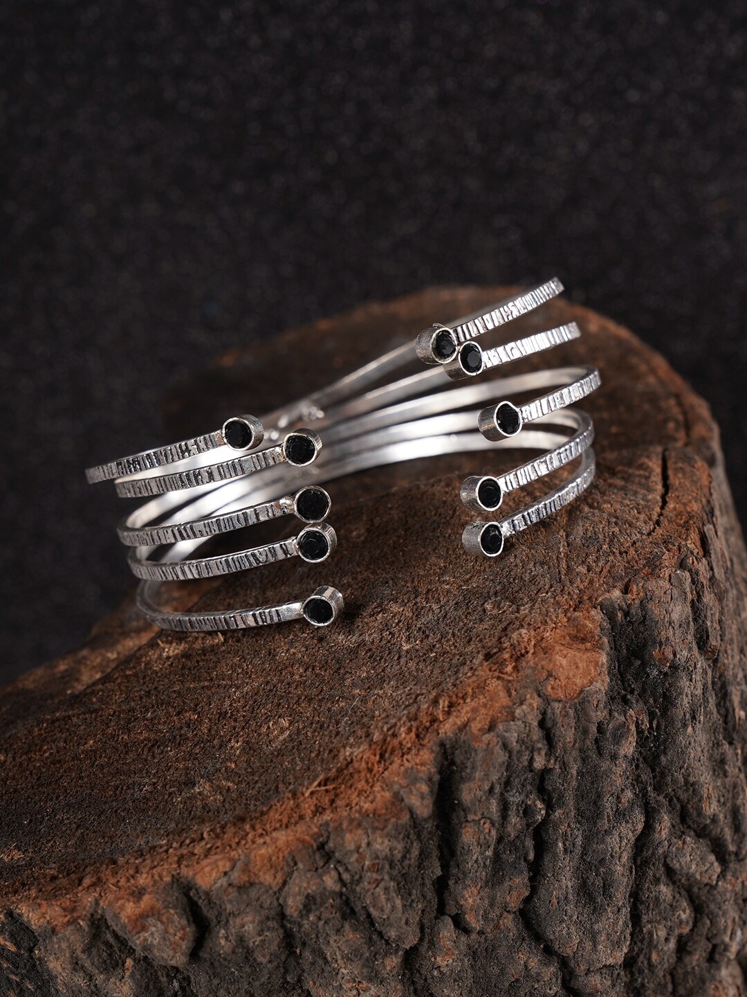 

Shoshaa Silver & Black Oxidised Cuff Bracelet