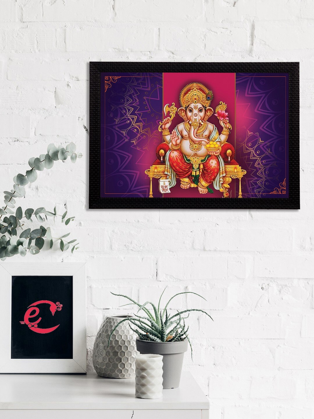 eCraftIndia Lord Ganesha Satin Matt Texture UV Art Painting, Multi