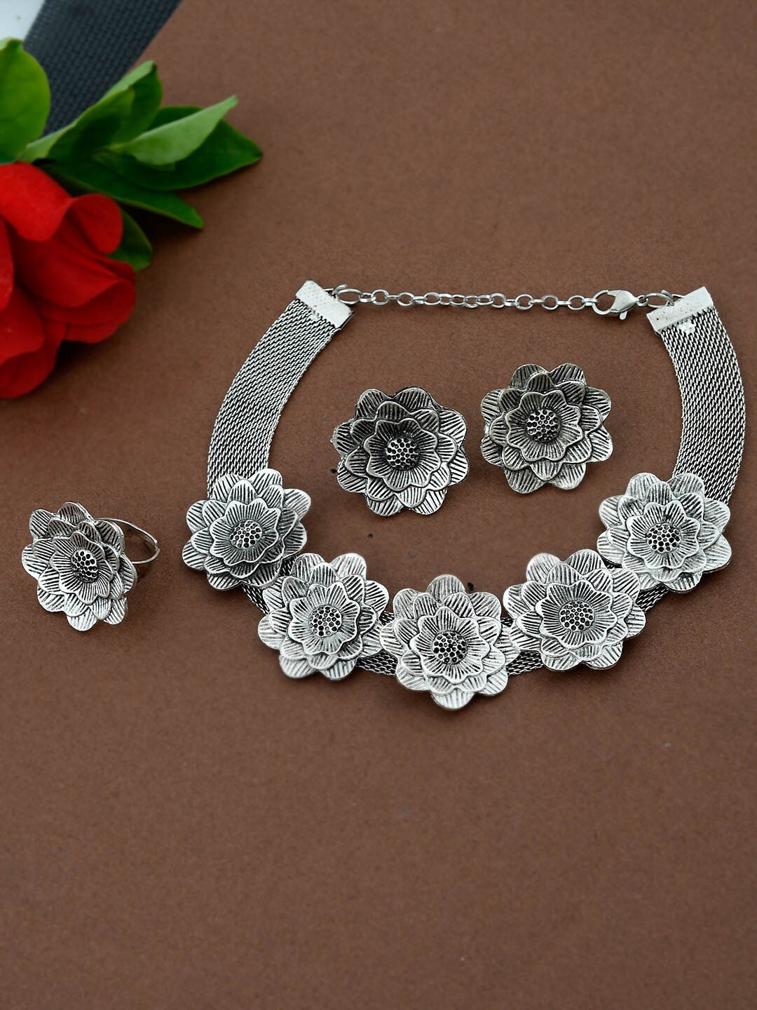 

Silvermerc Designs Sterling Silver Handcrafted Oxidized Jewellery Set
