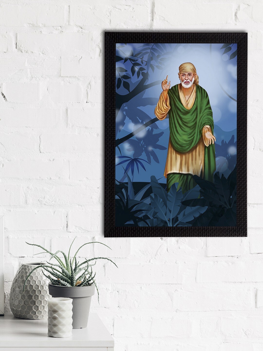 

eCraftIndia Blue & Green Sai Baba Satin Matt Texture UV Art Painting