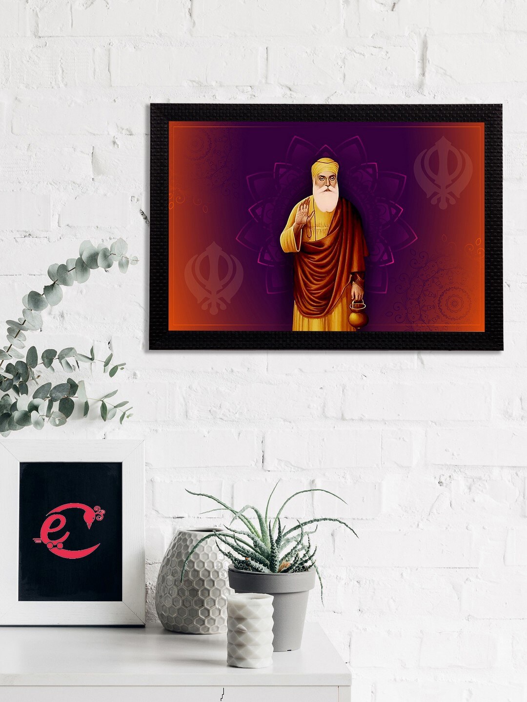 eCraftIndia Purple & Brown Guru Nanak Sahib Satin Matt Texture UV Art Painting
