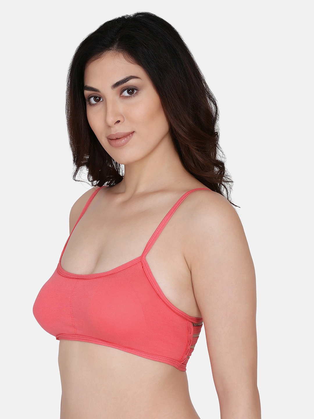 

PRETTYBOLD Coral Solid Non-Wired Lightly Padded Camisole Bra PB-01 ORANGE