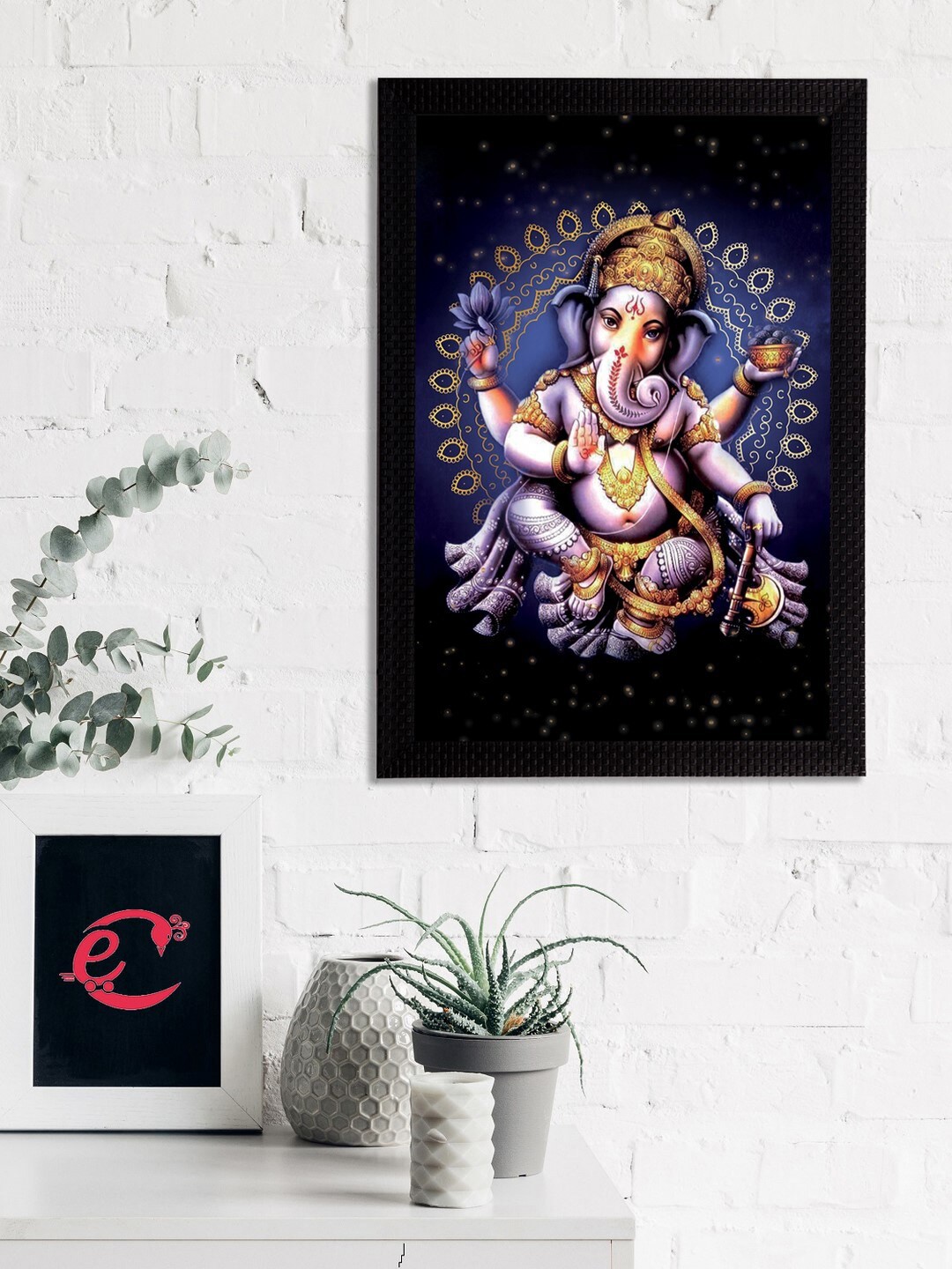 

eCraftIndia Blue & Grey Lord Ganesha Satin Matt Textured UV Wall Painting