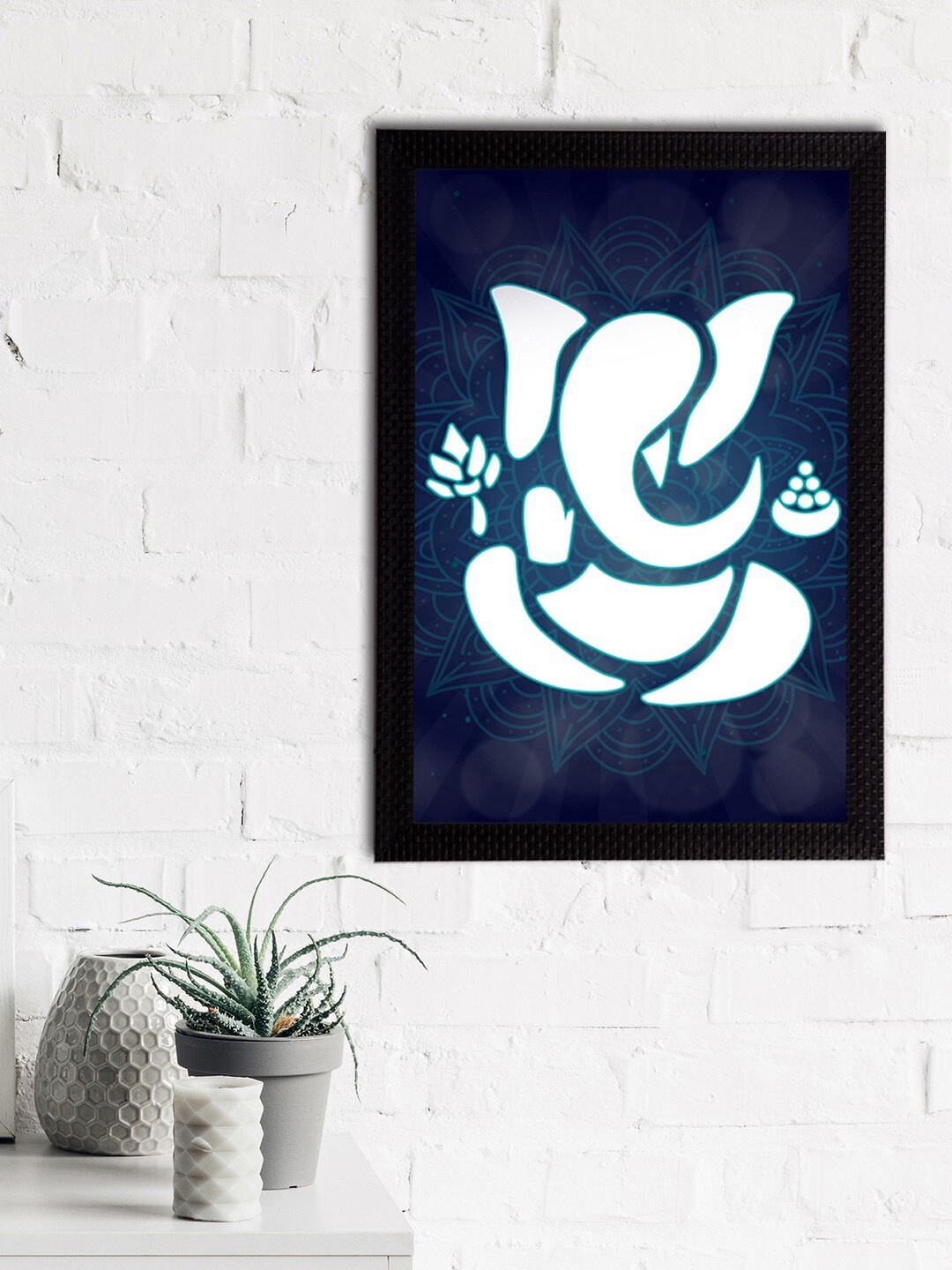 

eCraftIndia Blue & White Lord Ganesha Satin Matt Textured UV Wall Painting