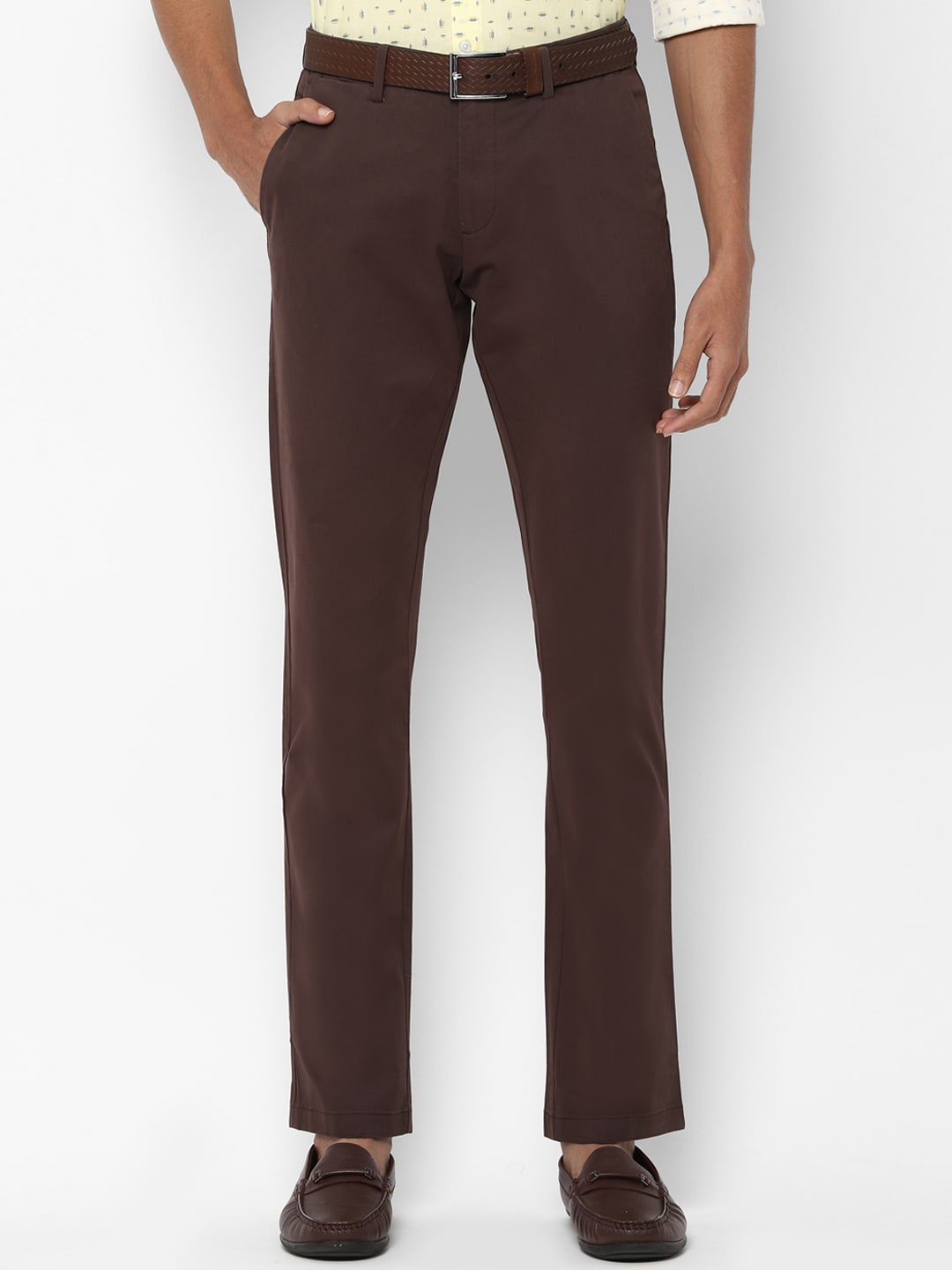 

Allen Solly Men Brown Slim Fit Solid Regular Trousers