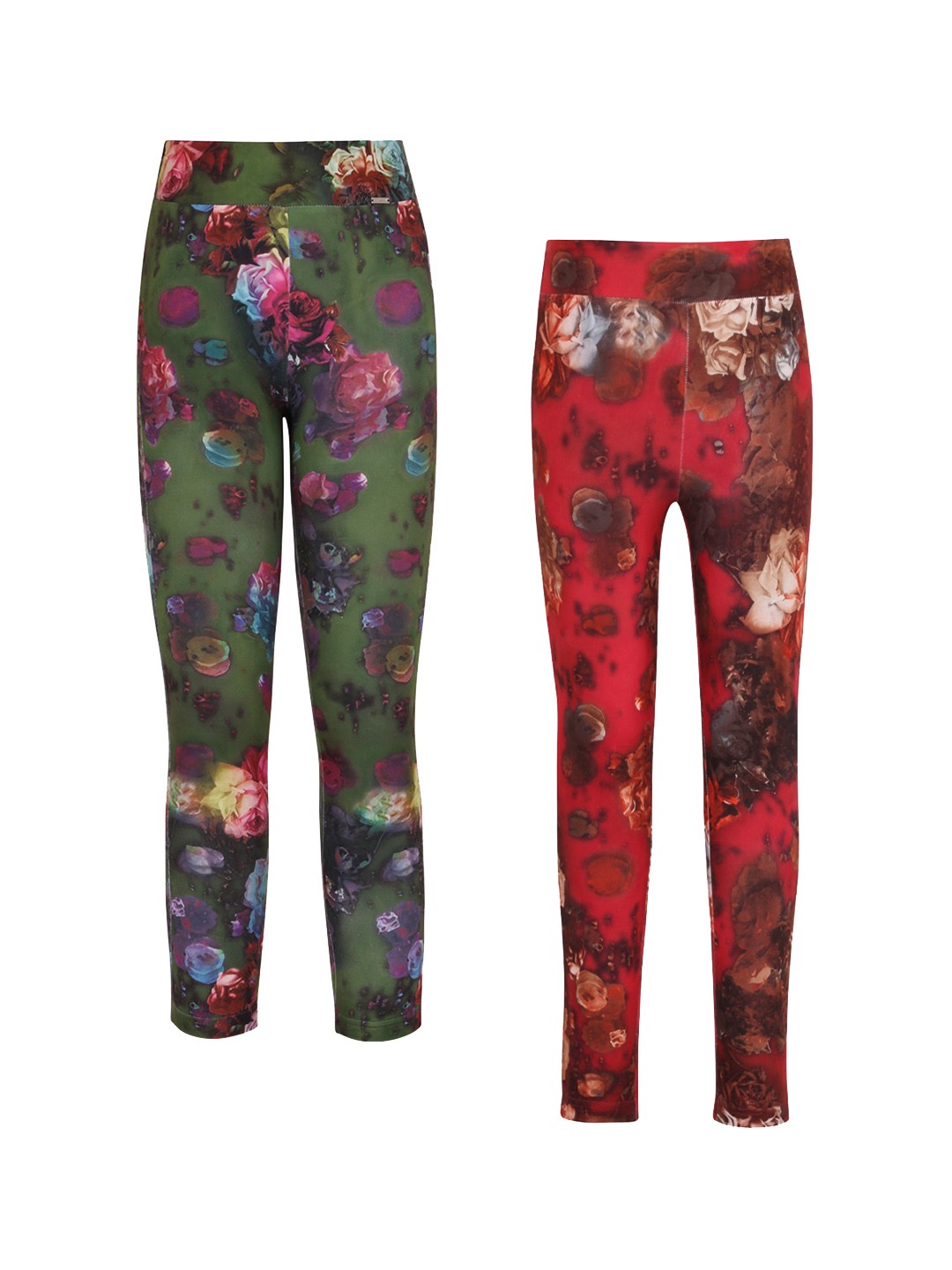 

CUTECUMBER Girls Pack Of 2 Printed Ankle-Length Leggings, Maroon