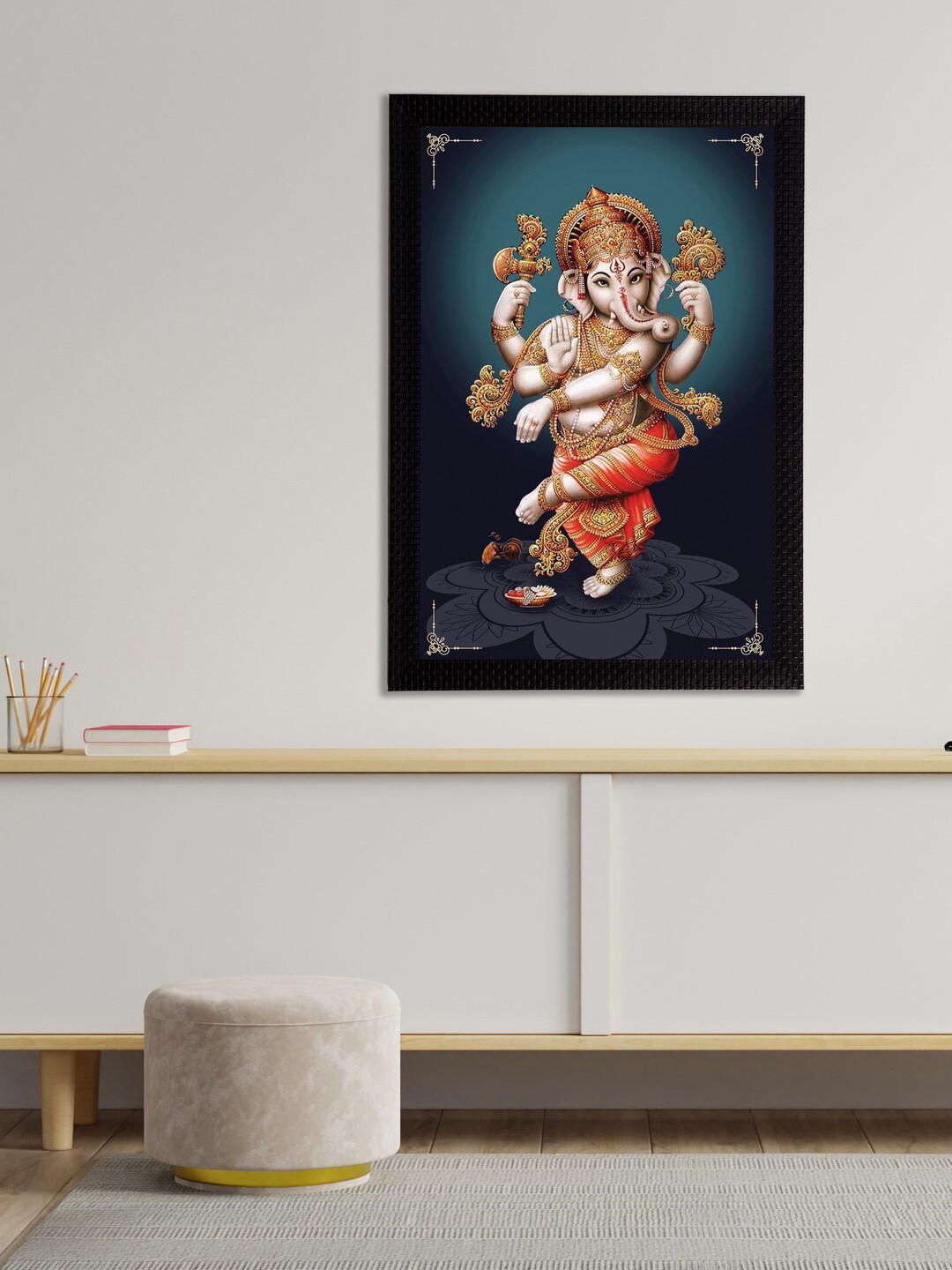 

eCraftIndia Multi Lord Ganesha Satin Matt Texture UV Art Painting Wall Art With Frame